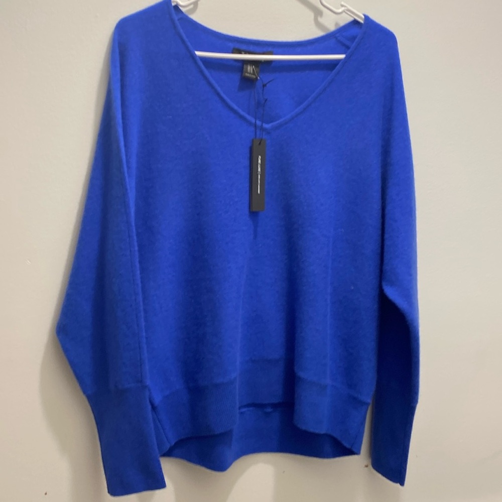Tahari 100% 2 Ply Cashmere sweater pullover crewneck blue women’s size XL